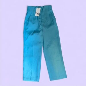 Zara Teal High-Waisted Trousers